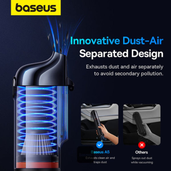 Baseus A5 16000Pa cordless car vacuum cleaner with LED display Black Qatar