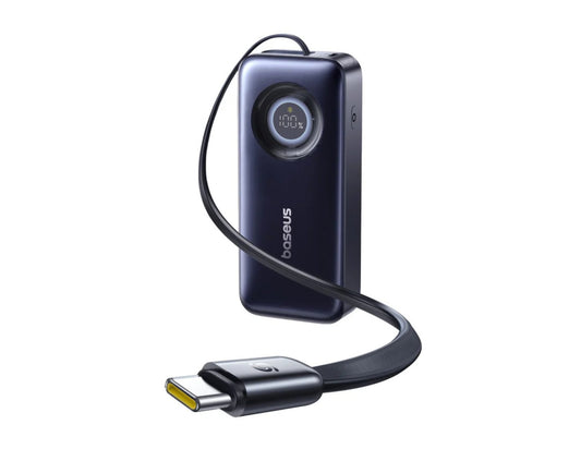 Baseus EnerCore CR11 power bank 20000mAh 67W E0027H00 with retractable USB-C cable, digital display at Thabthaba Store Qatar
