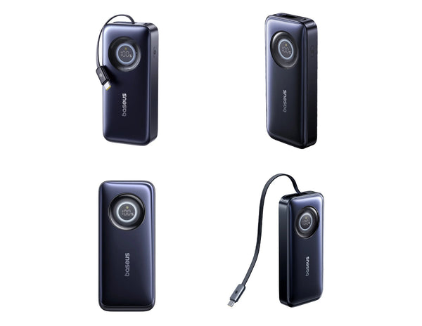 Baseus EnerCore CR11 power bank 20000mAh 67W E0027H00 with retractable USB-C cable, digital display at Thabthaba Store Qatar