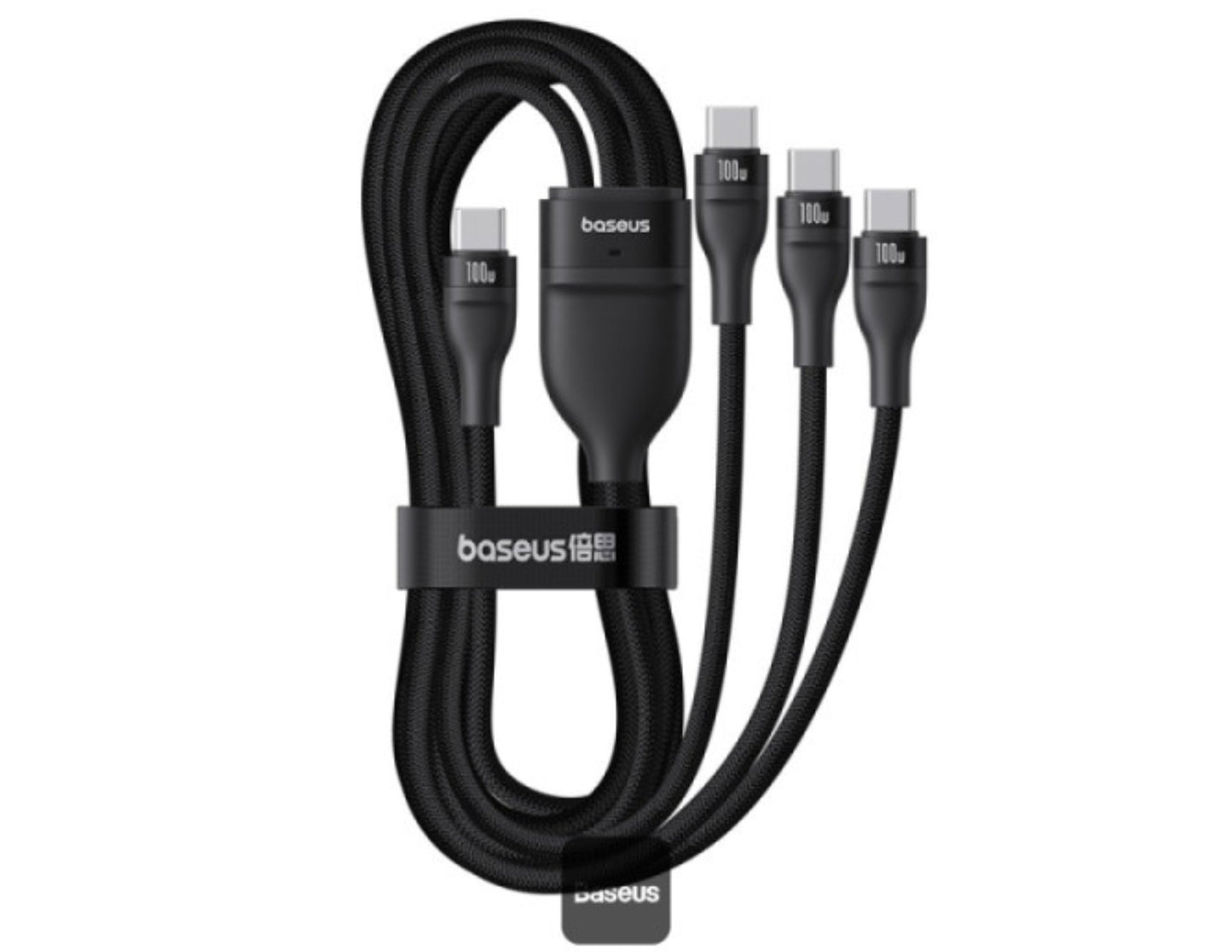 Baseus Flash Series 3 100W Type-C to C+C+C fast charging cable, 1.5M nylon braided, P10377503111-00, at Thabthaba Store Qatar