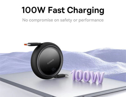 Baseus Free2Draw Mini Retractable Charging Cable 100W USB-C to USB-C Black Qatar