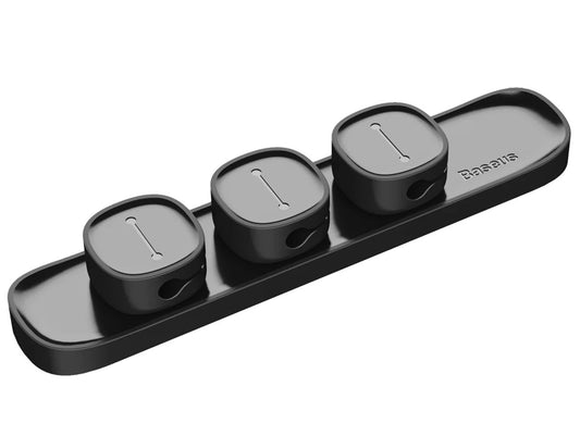 Baseus Peas magnetic cable organizer ACWDJ-01 black, 3-clip desk wire holder, at Thabthaba Store Qatar