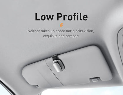 Baseus platinum vehicle eyewear clip clamping type ACYJN-B01, secure car glasses holder, at Thabthaba Store Qatar