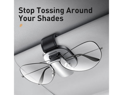 Baseus platinum vehicle eyewear clip clamping type ACYJN-B01, secure car glasses holder, at Thabthaba Store Qatar