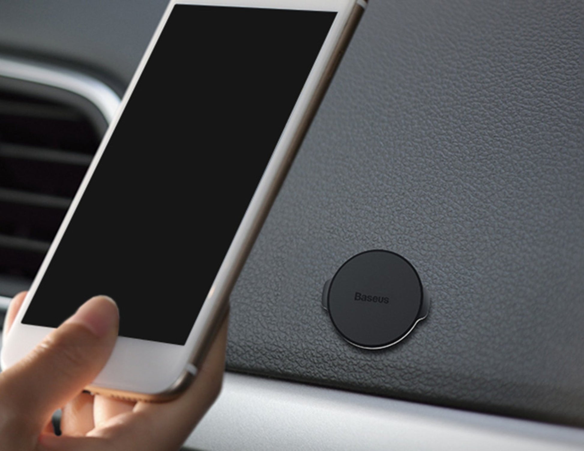 Baseus Small Ears flat magnetic car phone holder C40141403113-01 black, ultra-slim with dual magnets for universal smartphones at Thabthaba Store Qatar