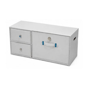 Beige premium leather-look car storage box with cabinet lock, two drawers and large compartment Qatar
