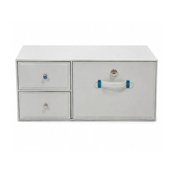 Beige premium leather-look car storage box with cabinet lock, two drawers and large compartment Qatar