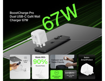 Belkin BoostCharge Pro 67W dual USB-C GaN wall charger Qatar