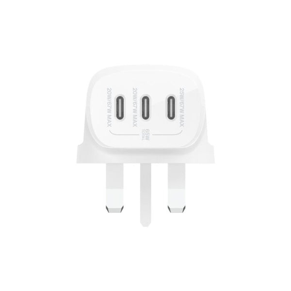 Belkin BoostCharge 67W 3 Port USB-C PPS Wall Charger with 2M USB-C Cable White Qatar