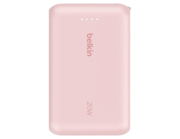 Pink Belkin BoostCharge BPB021hq 10K 20W power bank with USB-C cable from Thabthaba Store a white background