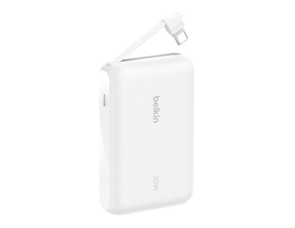Black Belkin BoostCharge BPB021hq 10K 20W power bank with USB-C cable from Thabthaba Store with Belkin branding on a white background