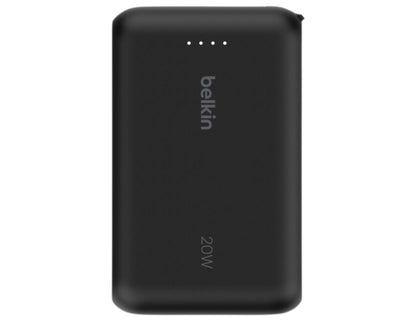 Black Belkin BoostCharge BPB021hq 10K 20W power bank with USB-C cable from Thabthaba Store with Belkin branding on a white background