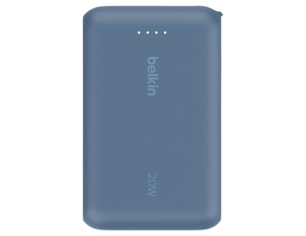 Blue Belkin BoostCharge BPB021hq 10K 20W power bank with USB-C cable from Thabthaba Store with 'belkin' branding on a white background