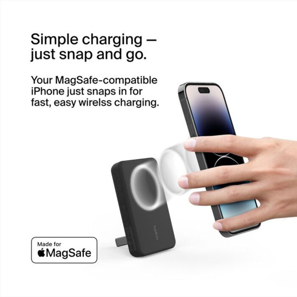 Belkin BoostCharge Magnetic Wireless Power Bank 5000mAh with Foldable Stand Black BPD004btBK Qatar