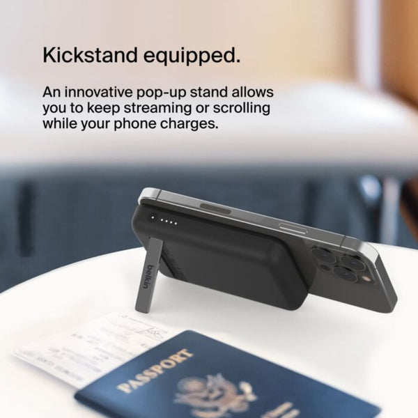 Belkin BoostCharge Magnetic Wireless Power Bank 5000mAh with Foldable Stand Black BPD004btBK Qatar