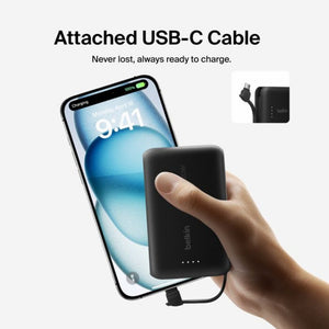 Belkin BoostCharge 10000mAh 20W Power Bank with Built-in USB-C Cable Black Qatar