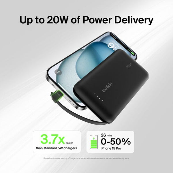 Belkin BoostCharge 10000mAh 20W Power Bank with Built-in USB-C Cable Black Qatar