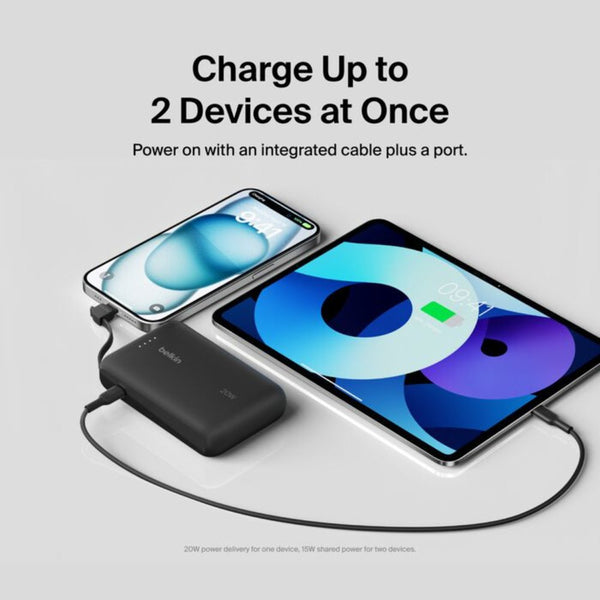 Belkin BoostCharge 10000mAh 20W Power Bank with Built-in USB-C Cable Black Qatar