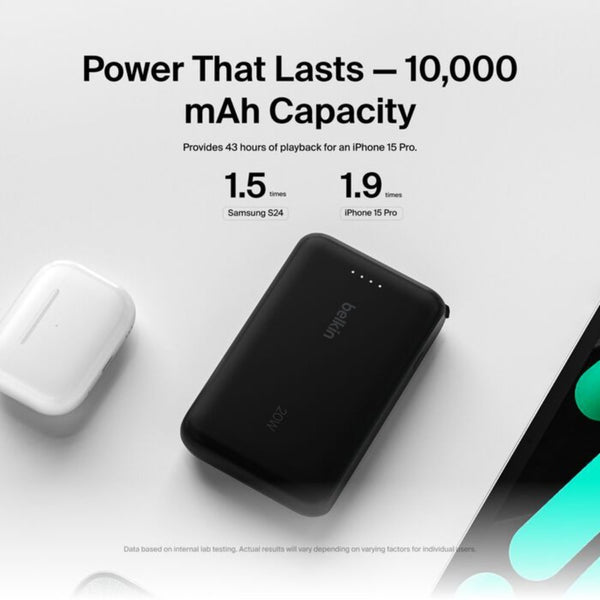 Belkin BoostCharge 10000mAh 20W Power Bank with Built-in USB-C Cable Black Qatar
