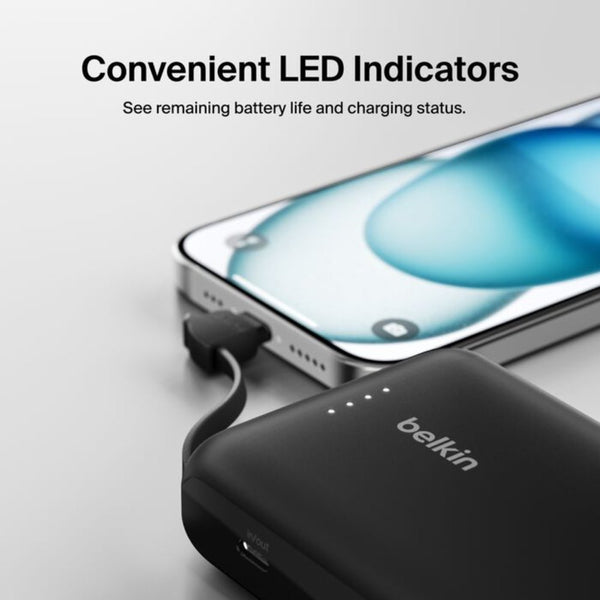 Belkin BoostCharge 10000mAh 20W Power Bank with Built-in USB-C Cable Black Qatar