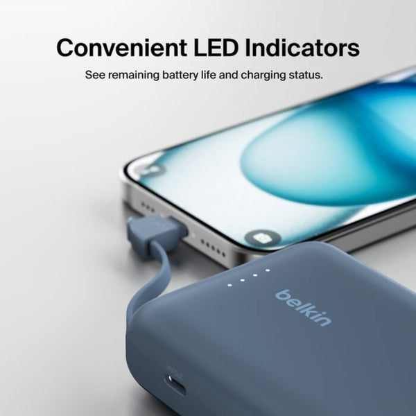 Belkin BoostCharge 10000mAh 20W Power Bank with Built-in USB-C Cable Blue Qatar