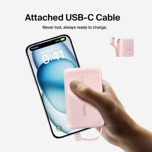 Belkin BoostCharge 10000mAh 20W Power Bank with Built-in USB-C Cable Pink Qatar