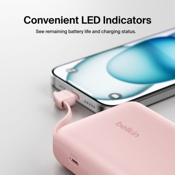 Belkin BoostCharge 10000mAh 20W Power Bank with Built-in USB-C Cable Pink Qatar