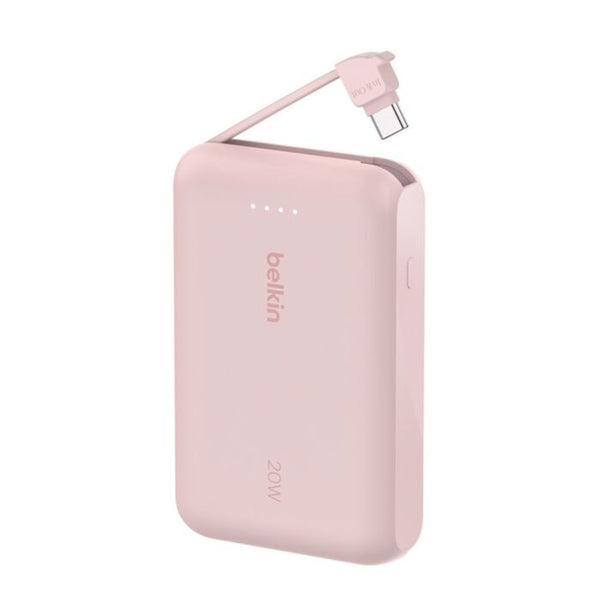 Belkin BoostCharge 10000mAh 20W Power Bank with Built-in USB-C Cable Pink Qatar