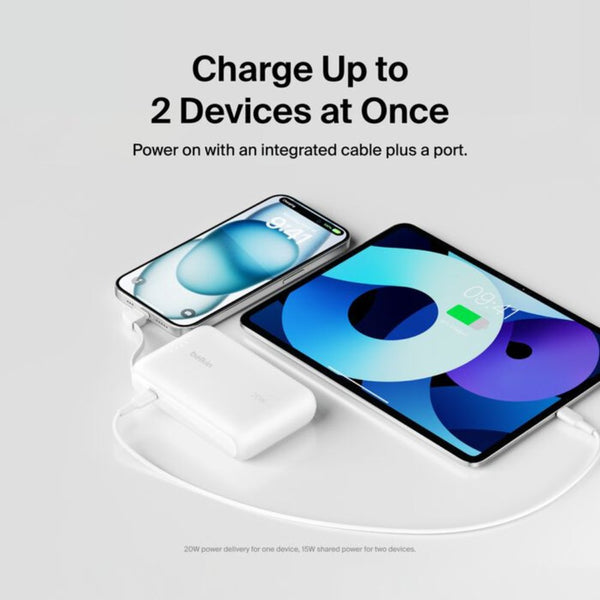 Belkin BoostCharge 10000mAh 20W Power Bank with Built-in USB-C Cable White Qatar