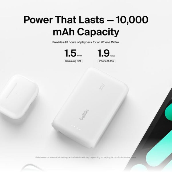 Belkin BoostCharge 10000mAh 20W Power Bank with Built-in USB-C Cable White Qatar