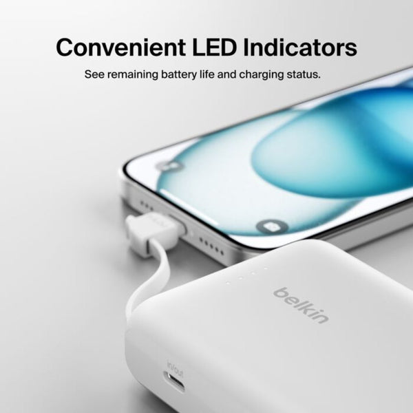 Belkin BoostCharge 10000mAh 20W Power Bank with Built-in USB-C Cable White Qatar