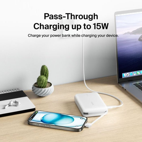Belkin BoostCharge 10000mAh 20W Power Bank with Built-in USB-C Cable White Qatar