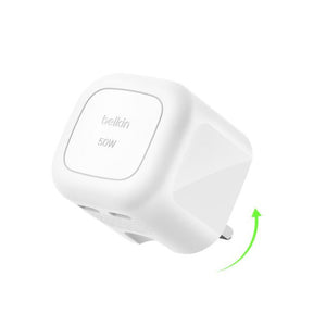 Belkin BoostCharge Pro 50W Dual USB-C GaN Wall Charger White Qatar