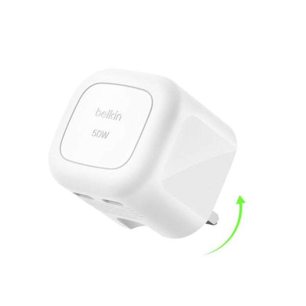 Belkin BoostCharge Pro 50W Dual USB-C GaN Wall Charger White Qatar
