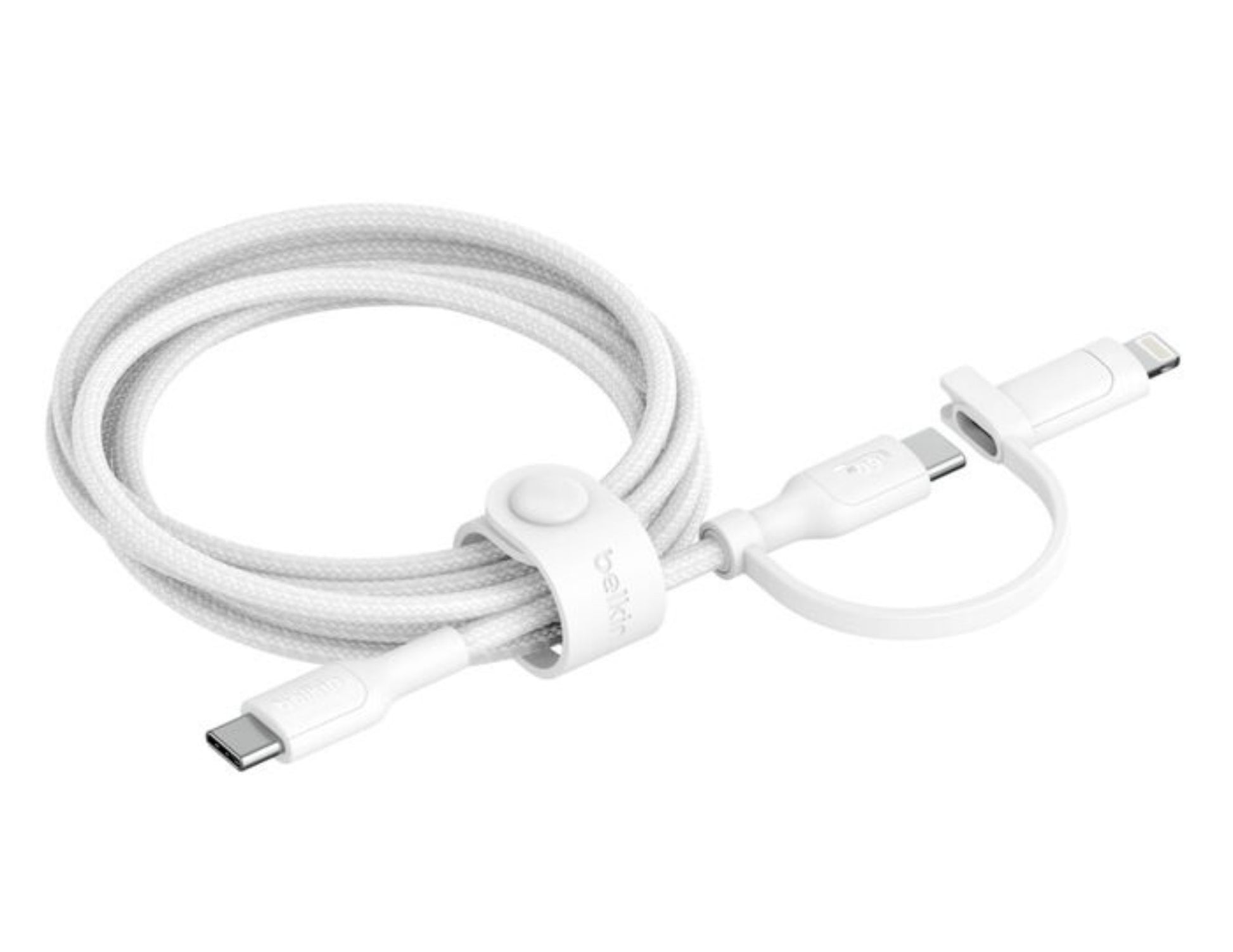 White Belkin BoostCharge Pro 2-in-1 60W cable CAC003hq1.5M USB-C & Lightning, available at Thabthaba Store Qatar
