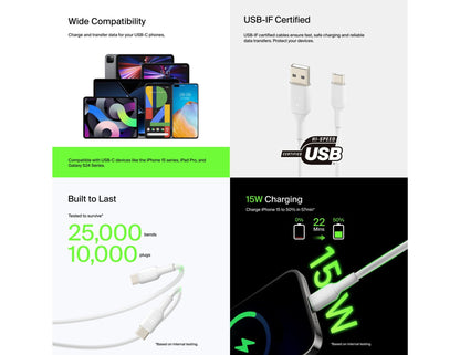 Belkin BoostCharge CAB001bt1M USB-A to USB-C cable 1m 15W black or white Thabthaba Store Qatar