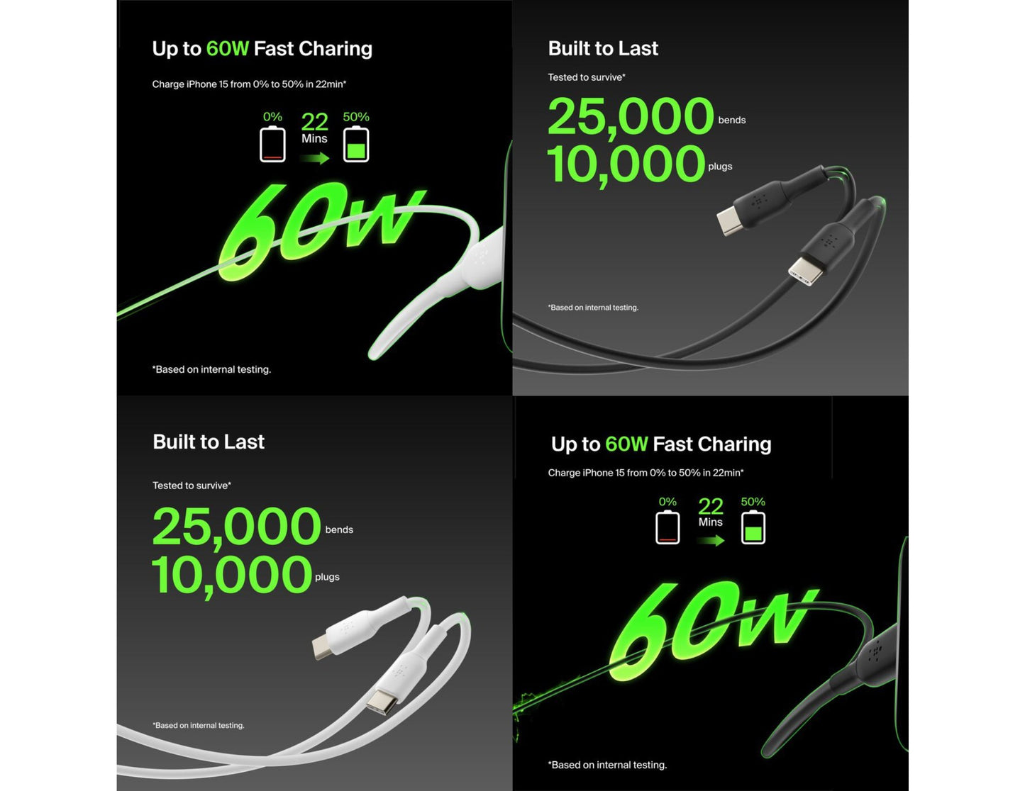 Belkin BoostCharge CAB003bt1M USB-C 60W cable 1m black white Thabthaba Qatar