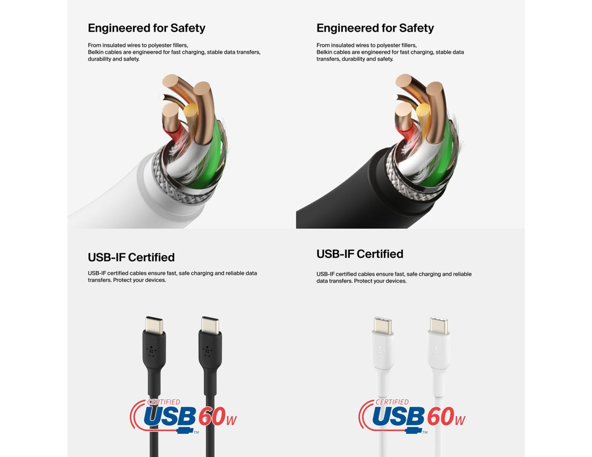 Belkin BoostCharge CAB003bt1M USB-C 60W cable 1m black white Thabthaba Qatar