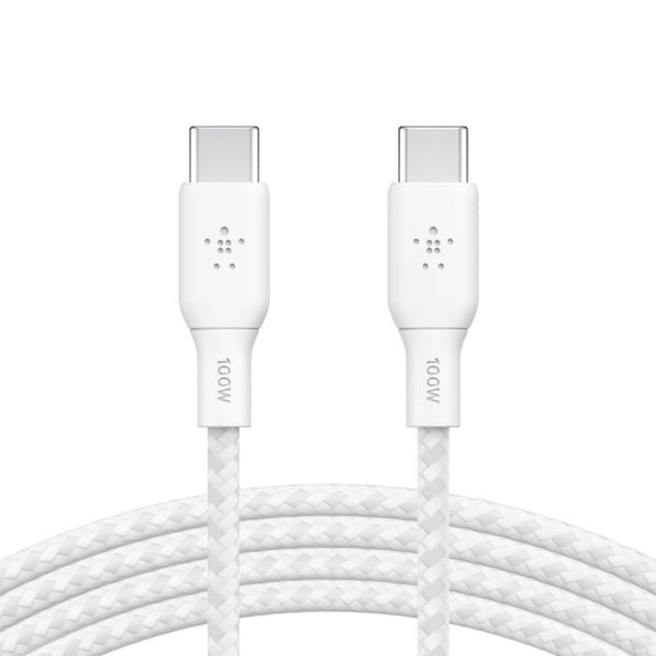 Belkin BoostCharge USB-C to USB-C Cable 100W 2M White Braided PD Qatar