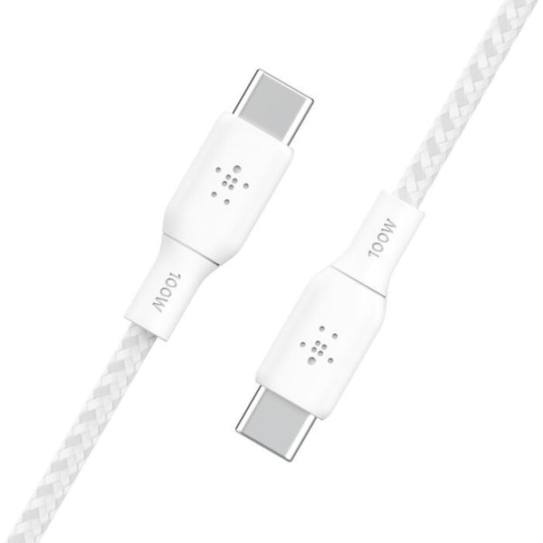 Belkin BoostCharge USB-C to USB-C Cable 100W 2M White Braided PD Qatar