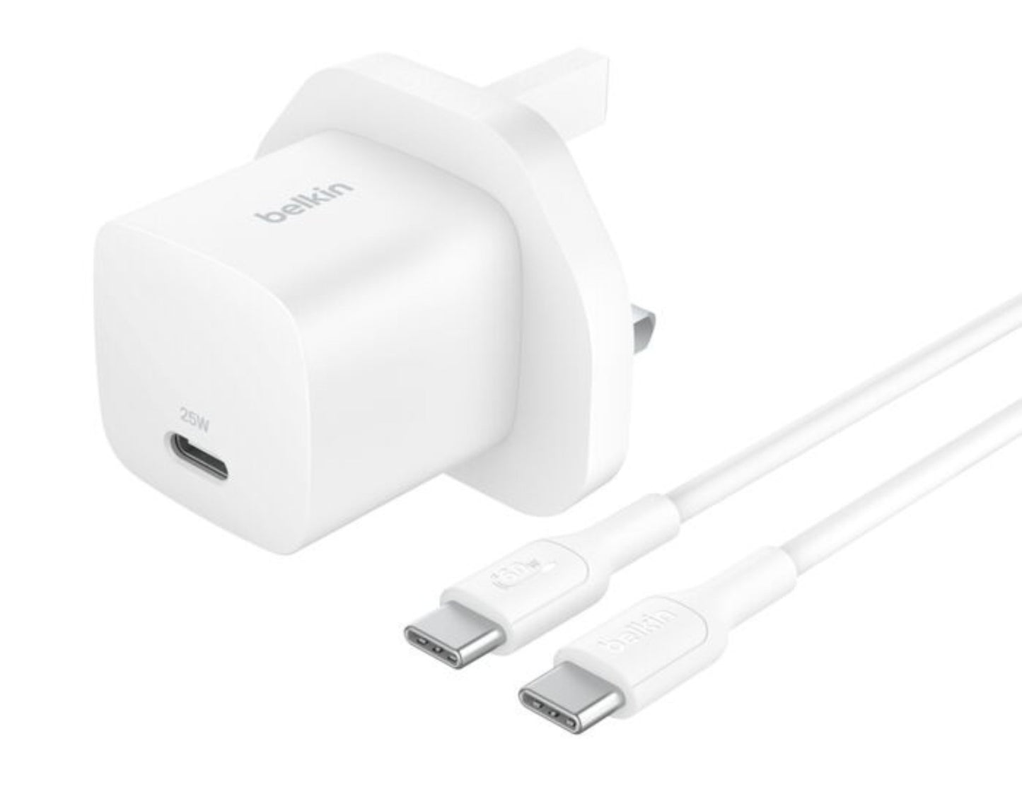 Belkin BoostCharge USB-C Wall Charger 25W and USB-C cable foldable prongs PD3.1 WCA012my1MWH-B6 Qatar