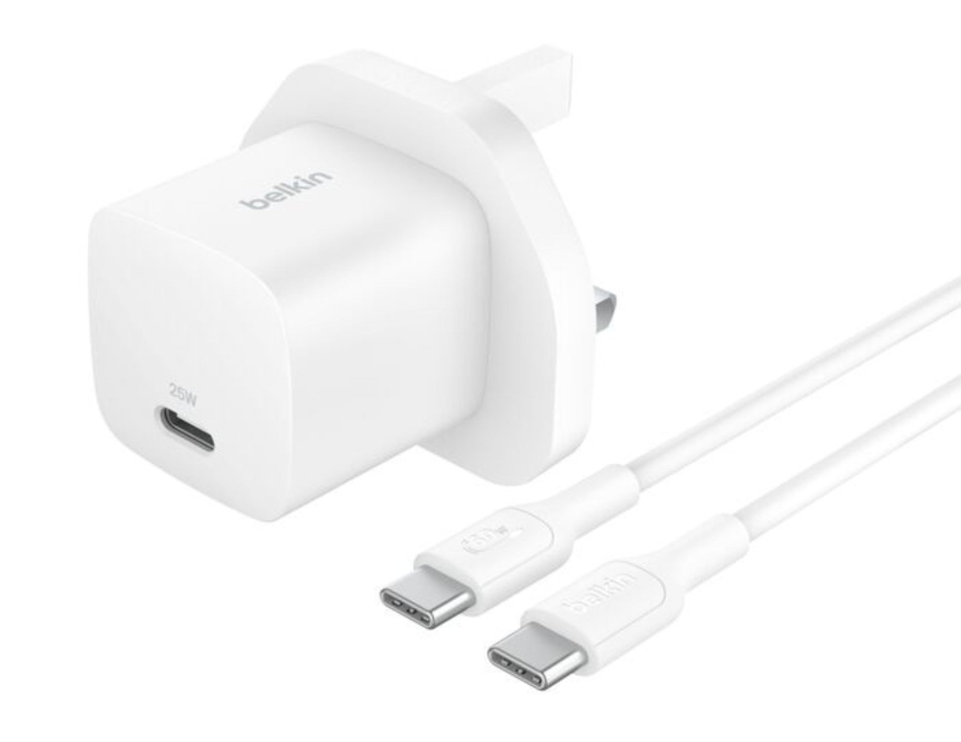 Belkin BoostCharge USB-C Wall Charger 25W and USB-C cable foldable prongs PD3.1 WCA012my1MWH-B6 Qatar
