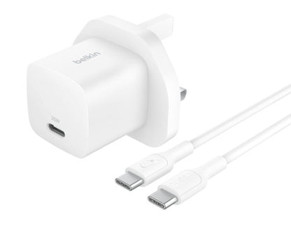 Belkin BoostCharge USB-C Wall Charger 25W and USB-C cable foldable prongs PD3.1 WCA012my1MWH-B6 Qatar