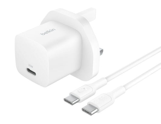 Belkin BoostCharge USB-C Wall Charger 25W and USB-C cable foldable prongs PD3.1 WCA012my1MWH-B6 Qatar