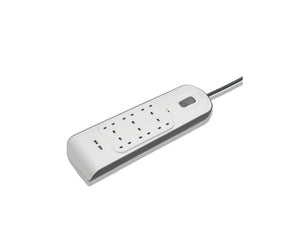 Belkin BSV604af2M 6-outlet surge protector with dual USB ports and 2m cord at Thabthaba Store Qatar.