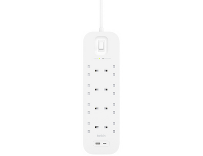 Top view of Belkin Surge Protector SRB003af2M with its sleek design and outlets.