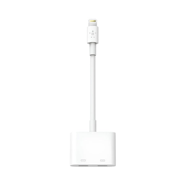 Belkin Lightning Audio and Charge RockStar Adapter White F8J198btWHT for iPhone and iPad with Dual Lightning Ports