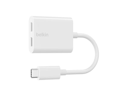 Belkin RockStar F7U081 USB-C audio charge adapter black white Thabthaba Qatar