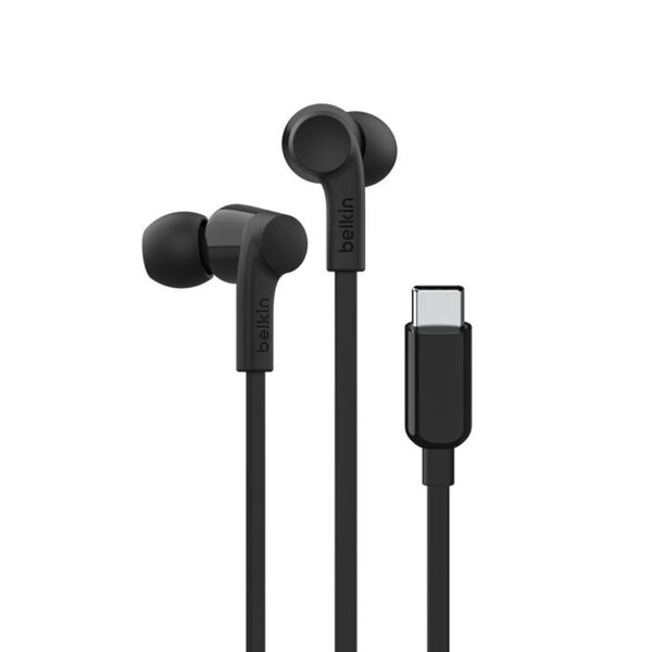 Belkin SoundForm USB-C Wired Earbuds Black with 10mm Drivers Built-in Microphone and IPX5 Water Resistance