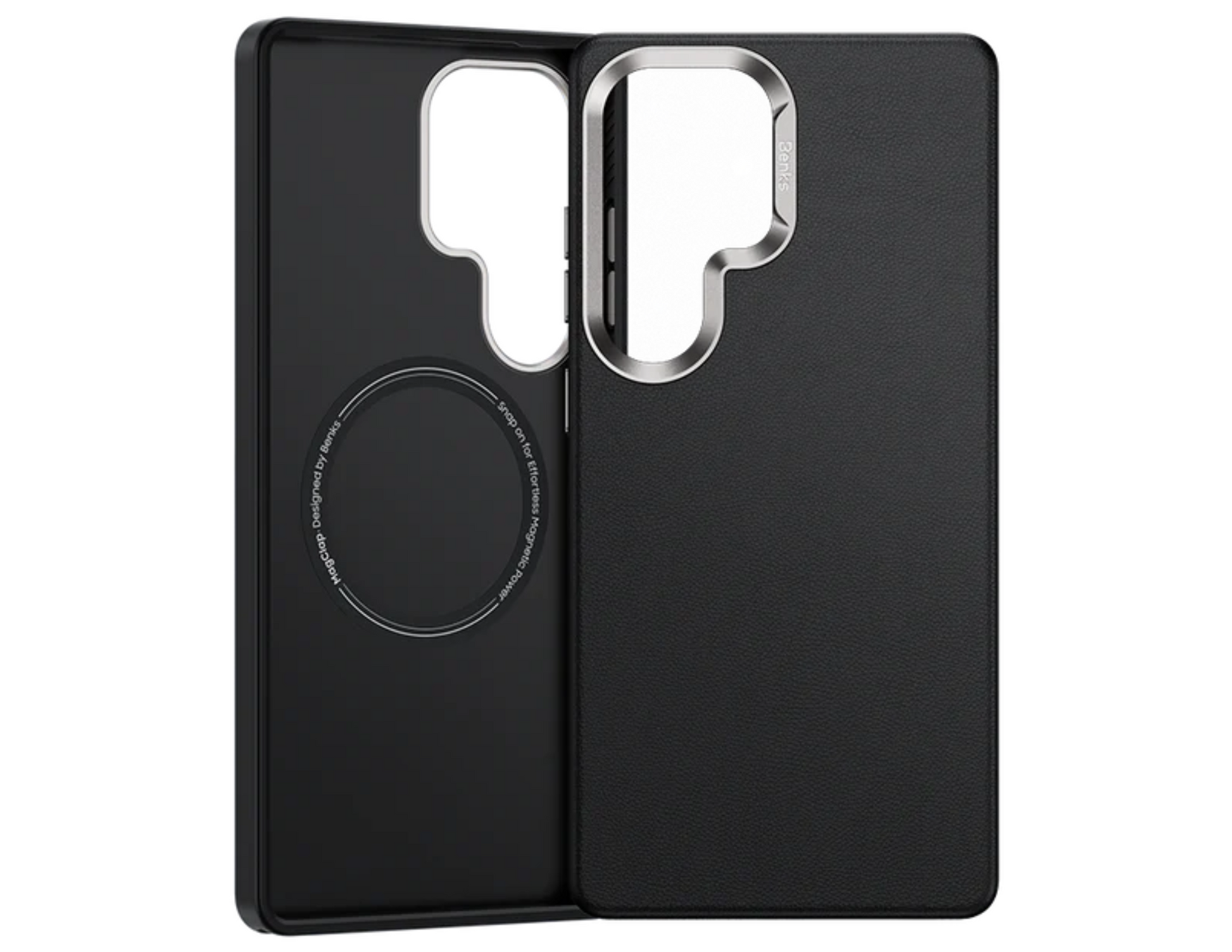 Full view of the Benks VitaPro Smooth Touch Black Case from the back, emphasizing its minimalist design.